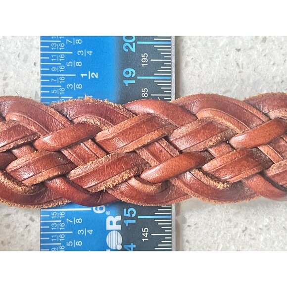 Talbots Womens Braided Leather Belt Brown 0.75" x 37”  Buckle 1.75” - Picture 9 of 10